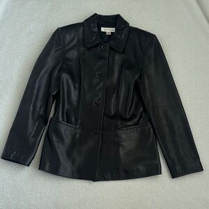 Casual Corner 100% Leather Blazer Black Size Small